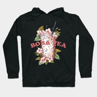 BOBA TEA - Bubble tea - flowers and boba Hoodie